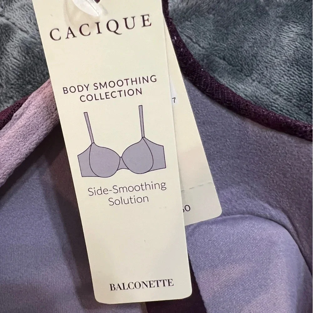 Cacique Plum Side‎ Smoothing Solution Balconette Underwire Bra. Size 44DD. NWT.
